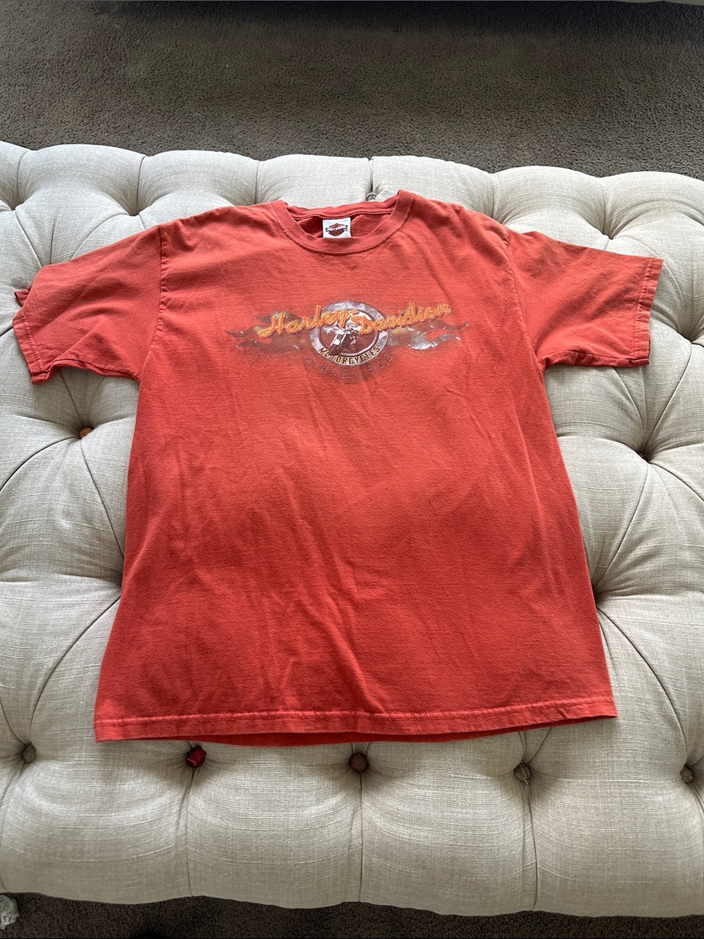 Harley-Davidson Orange-Red Short Sleeve Graphic Tee
